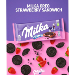 Milka Oreo Sandwich strawberry - morango com bolachas oreo Importado - Casas dos Doces Candy House