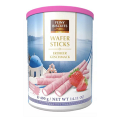 Canudo Wafer Sticks Strawberry Com Recheio De Morango 400g