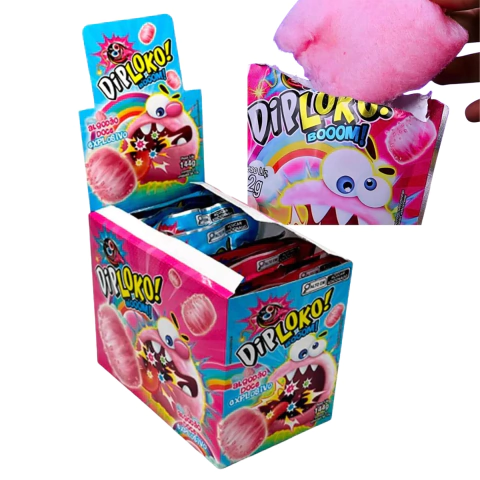 Cx 12 Algodao Doce Diploko Booom Explode Na Boca Morango - comprar online