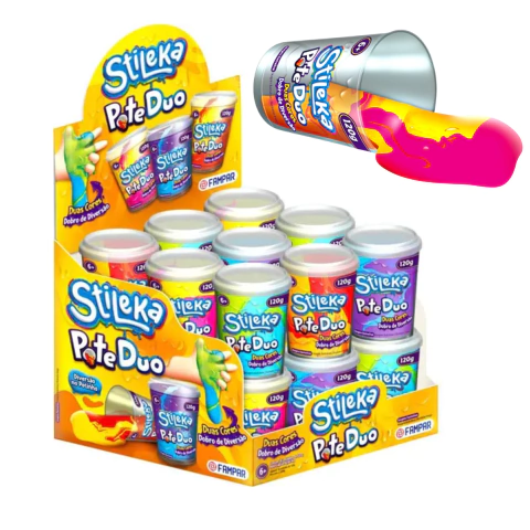18 Pote Geleia Slime Toy Duo - Duas Cores Stileka 120g