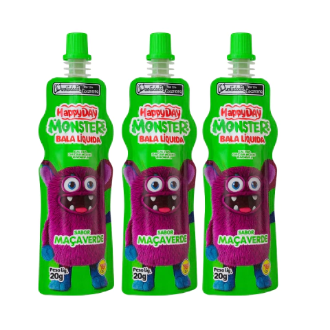 3 Bala Liquida Happy Time Monster sabor Maça verde 20g - comprar online