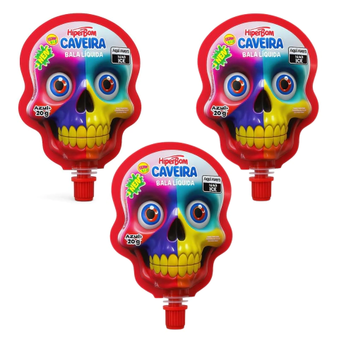 3 Bala Liquida Happy Time Monster Caveira sabor Morango 20g - comprar online