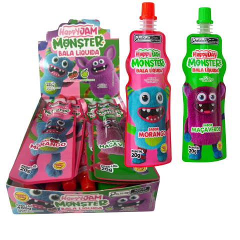 Cx 24 Bala Liquida Happy Time Monster sabor sortidos 20g - comprar online