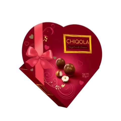 Caixa Vermelha Coraçao Bombom Jouy&co Chiqola Hazelnut 110g