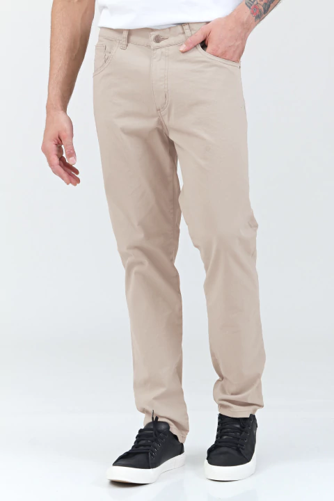 Pantalón Regular de gabardina Beige - comprar online