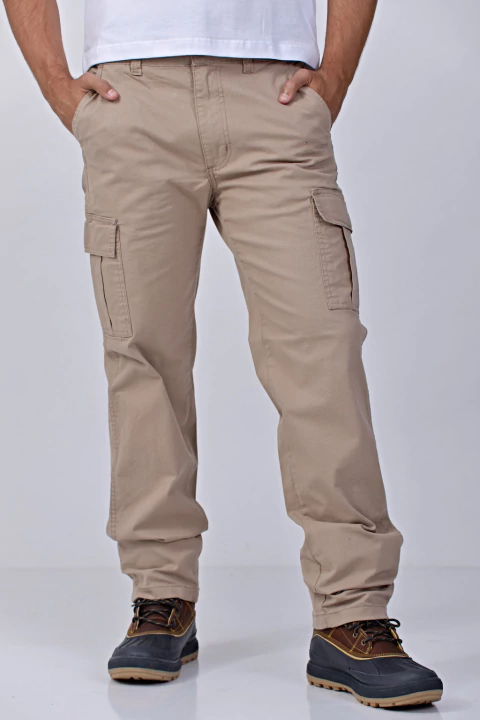 Pantalón cargo Regular Fit de gabardina Beige