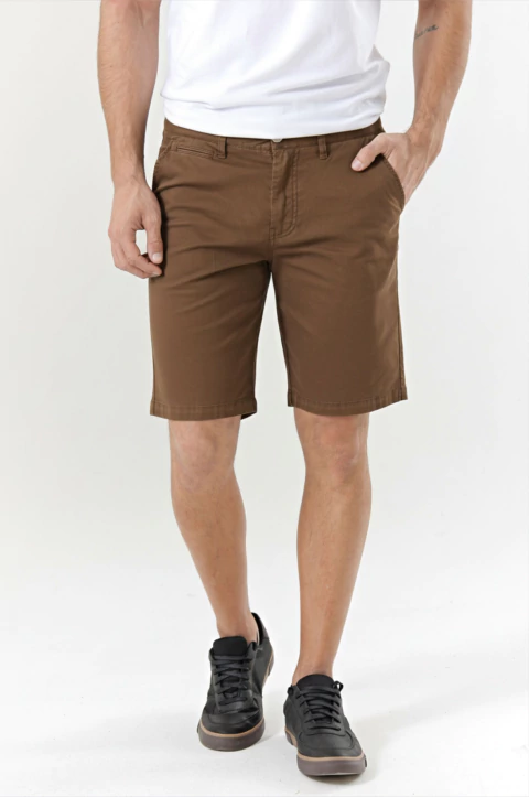 Bermuda de gabardina china BLAZ camel - comprar online