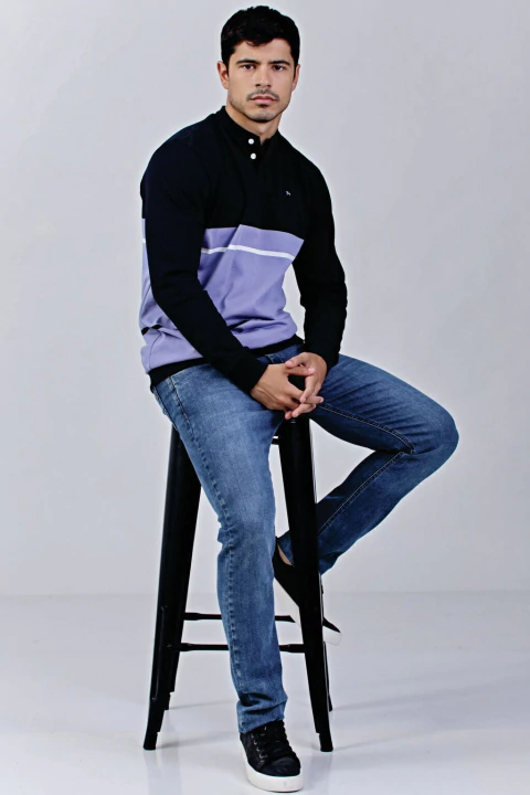 Buzo rayado lirio Gris Grafito