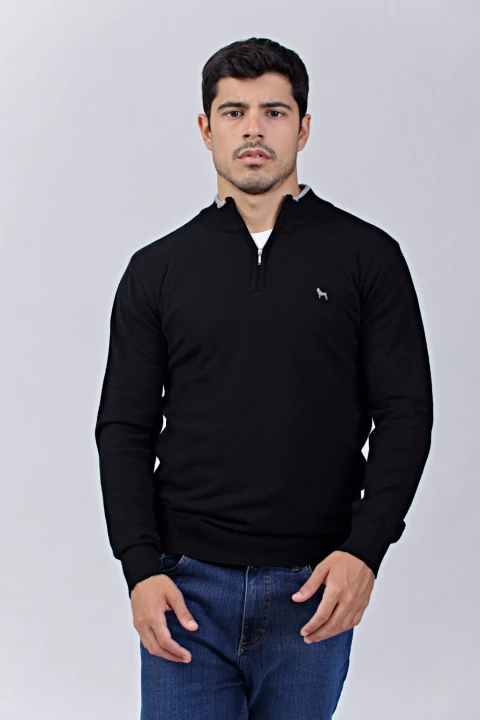 Sweater Medio Cierre Negro (Solo talle S)