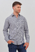Camisa lino rayada manga larga CARSON azul