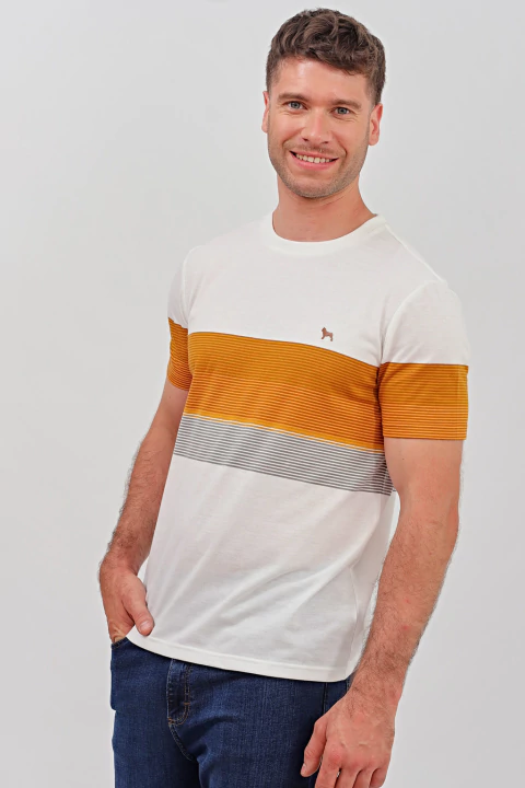 Remera rayada ASTON blanca