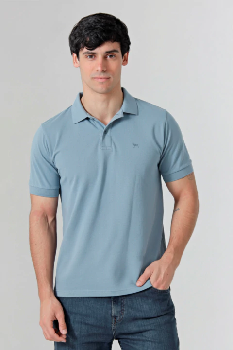 Chomba de micropiqué liso FERRARA celeste - comprar online