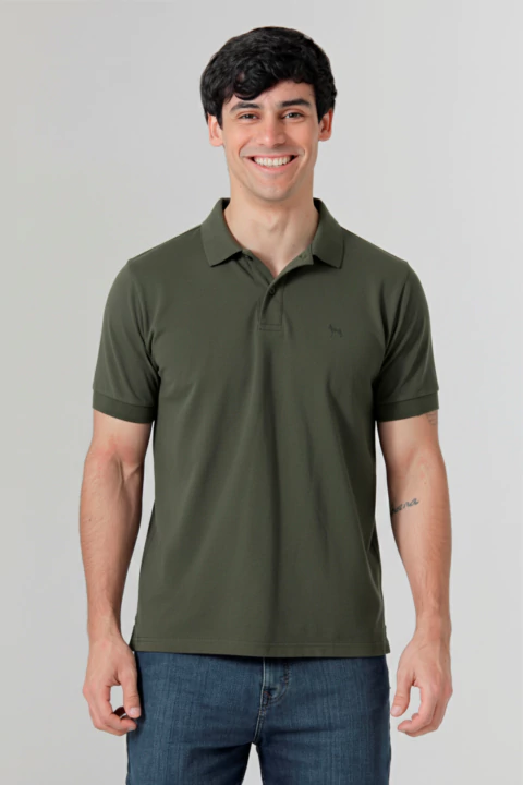 Chomba de micropiqué liso FERRARA verde oliva - comprar online