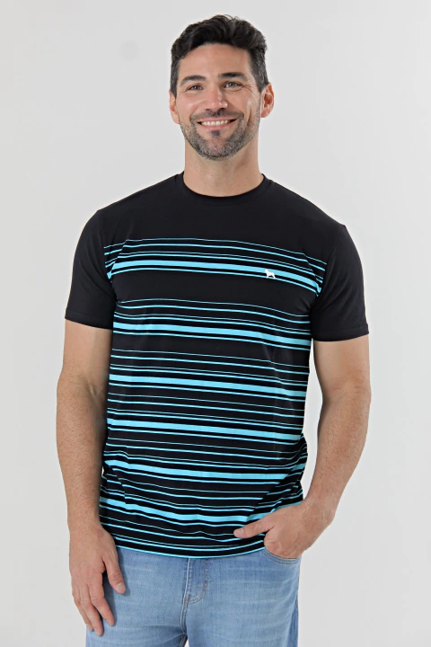 Remera rayada algodón con elastano MILAN negra - comprar online