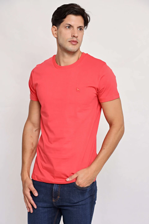 Remera manga corta 30/1 algodón PIMA Anvard SLIM FIT coral