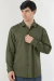 Camisa manga larga lino SIENA verde militar - comprar online