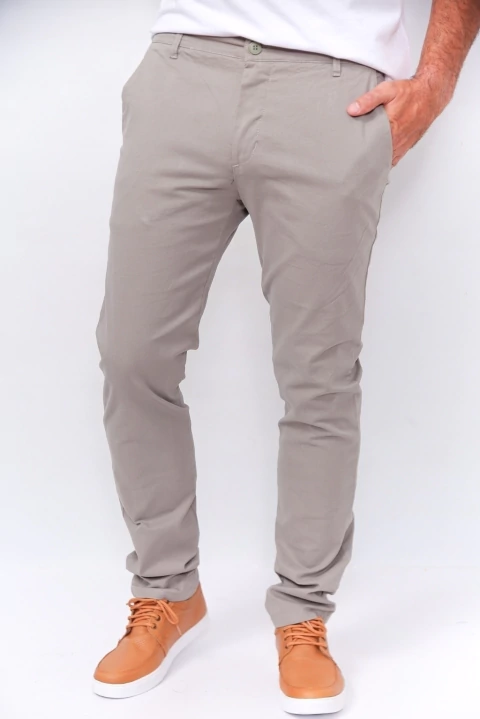 Pantalón chino Slim de gabardina gris ceniza