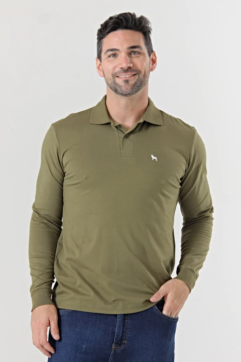 Chomba de jersey manga larga Verde militar - comprar online