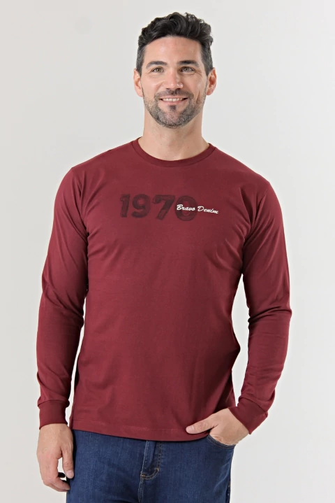 Remera manga larga Numbers Bordó (Solo talles M, L y XL) - comprar online
