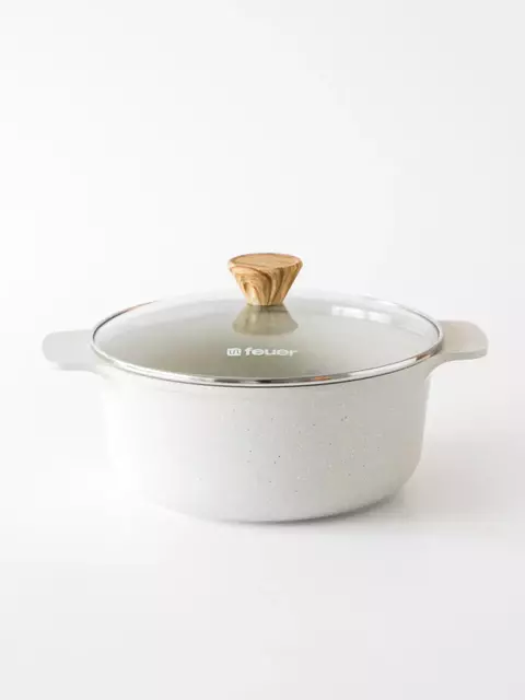Cacerola Antiadherente Granite Essential Crema FEUER 28 CM