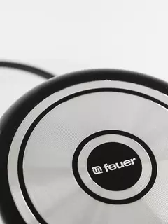 Batería de Cocina Noble 7 piezas Negro c/Mango de Madera FEUER