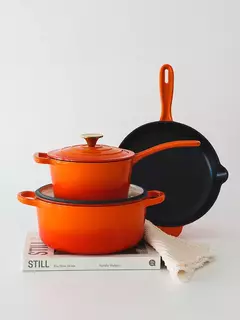 Batería de Cocina Hierro Enlozado Feuer Naranja 3 Piezas