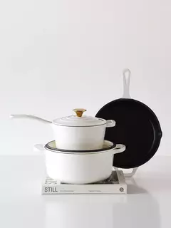 Batería de Cocina Hierro Enlozado Feuer Blanco 3 Piezas