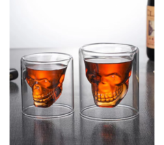 VASO DOBLE VIDRIO CALAVERA 120 ML - comprar online