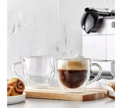 TAZA DOBLE VIDRIO CON MANGO ONE 80 ML