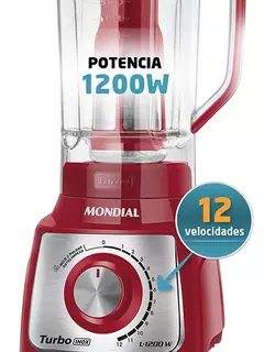 LICUADORA ROJA TURBO INOXIDABLE L-1200 POWER 1100 W 3L en internet