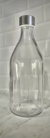 Botella Vidrio Con Tapa Acero Inox Agua 1 L Jugo Moderna Cale