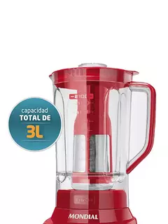 LICUADORA ROJA TURBO INOXIDABLE L-1200 POWER 1100 W 3L - comprar online