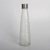 BOTELLA DE VIDRIO LABRADA CONICA PANAL TAPA DE ACERO 750 ML