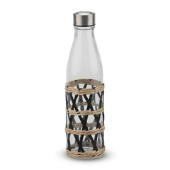 BOTELLA REDONDA CON SEA GRASS NATURAL CON NEGRO