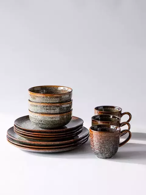 SET X 6 PLATOS DE POSTRE PORCELANA VERDE 23 CM