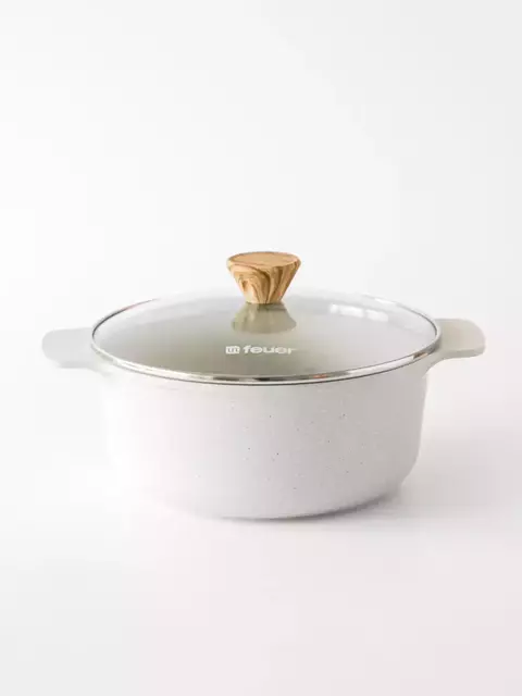 Cacerola Antiadherente Granite Essential Crema FEUER 24 CM - comprar online