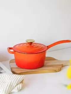 Cacerola Hierro Enlozado con Mango Feuer 18 Cm Naranja