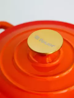 Cacerola Hierro Enlozado con Mango Feuer 18 Cm Naranja en internet