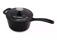 Cacerola Sakura De Hierro Fundido Negra Con Tapa 19 cm