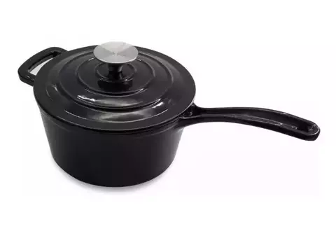 Cacerola Sakura De Hierro Fundido Negra Con Tapa 19 cm