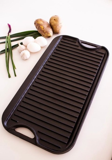 Plancha Grill Reversible 2 Hornallas Hierro Fundido 51 X 26