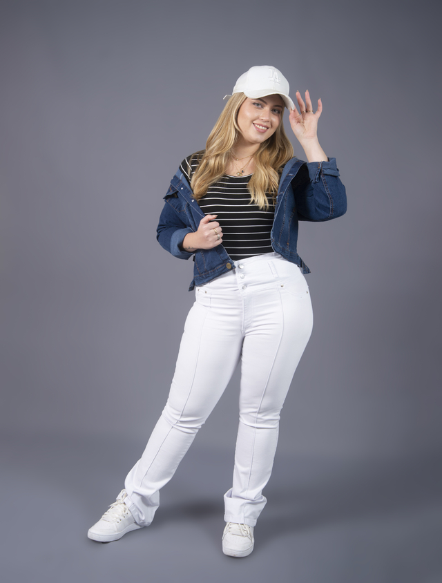 JEAN CON FAJA OXFORD BLANCO 36 al 50 thumbnail 2