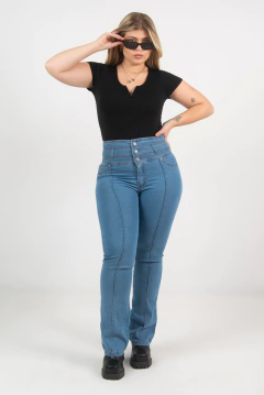 JEAN CON FAJA OXFORD CELESTE 36 al 50 oxford, con alforzas.