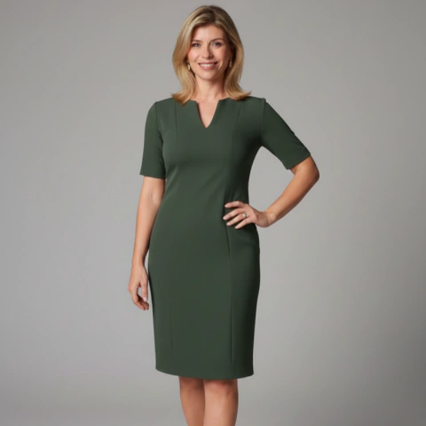 941 - Vestido decote V manga garrafa