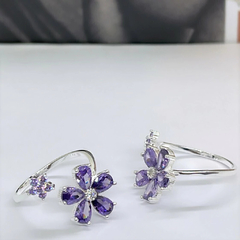AN9554 ANILLO FLOR VIOLET PLATA 925 en internet