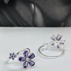 AN9554 ANILLO FLOR VIOLET PLATA 925 - Espíritu Joyas Oficial - Plata 925
