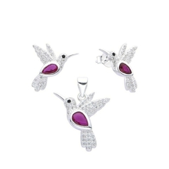 ARO1706 SET DE AROS Y DIJE PLATA 925