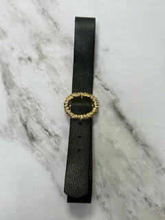 Cinto negro hebilla engarzada - comprar online