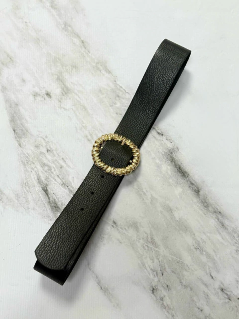 Cinto negro hebilla engarzada