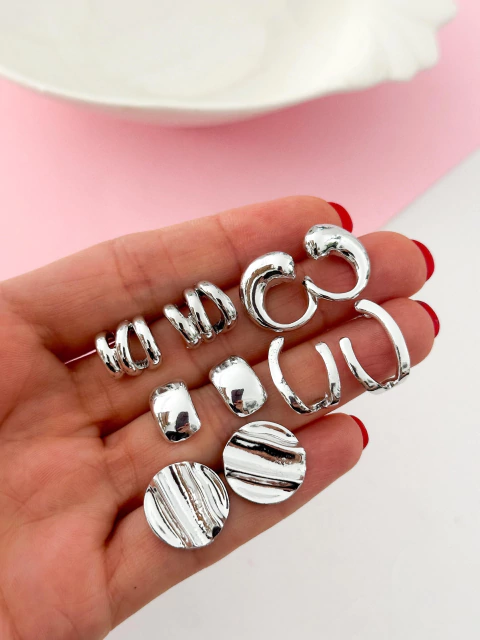 PACK X3 AROS TREND PLATEADOS CD486